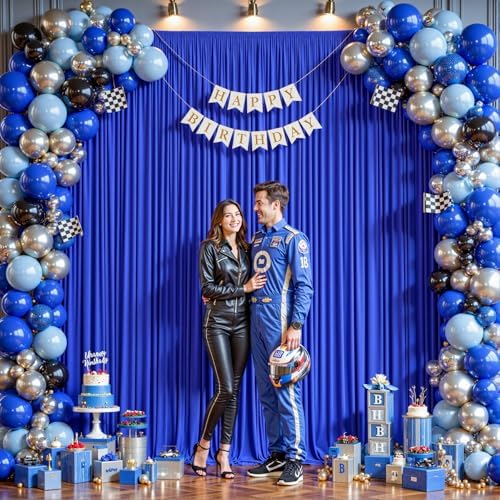 32ftx10ft Wrinkle Free Royal Blue Backdrop Curtain - 10 Feet Photography Backdrop Drapes, Silky Polyester Back Drop Cloth for Wedding Baby Shower Balloon Arch Background - Image 6