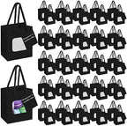 50 Pcs 4 x 2.75 x 4.5 in Black Kraft Paper Gift Bags with Window & Handles by Fuutreo