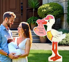 Welcome Home Baby Yard Stork Sign, Pink, 4 Ft Tall - Image 2