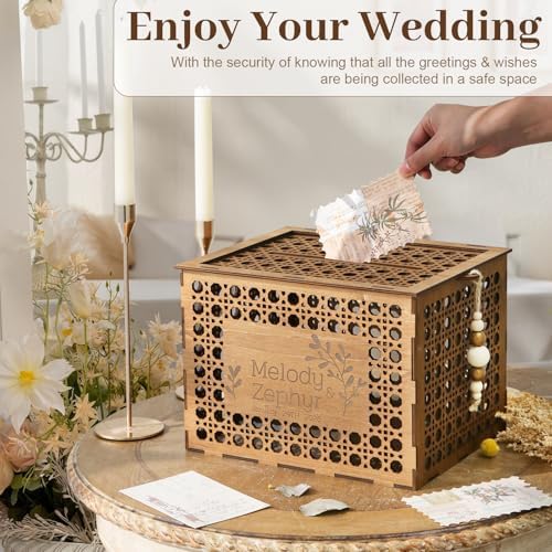 Personalized Wooden Card Box for Wedding, Bridal Shower, Engagement Party - Image 6