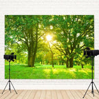 10x7ft Spring Backdrop Green Forest Sunshine Photography Background Jungle Trees Grass Field Nature Scenery Kids Birthday Baby Shower Banner Decorations Wedding Portrait Photo Booth Prop - Image 4