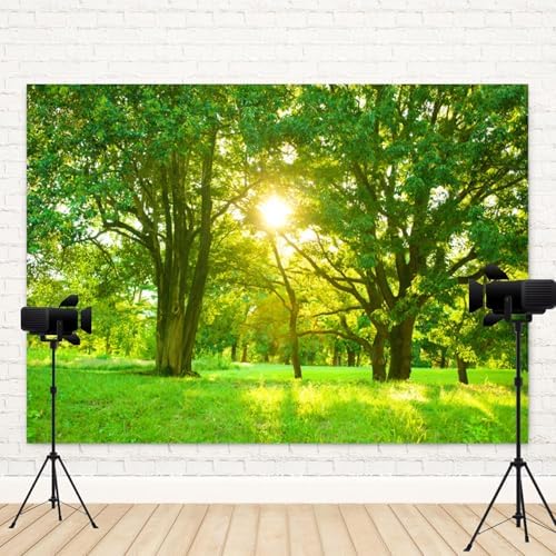 20x10ft Spring Backdrop Green Forest Sunshine Photography Background Jungle Trees Grass Field Nature Scenery Kids Birthday Baby Shower Banner Decorations Wedding Portrait Photo Booth Prop - Image 4