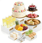 7PCS Buffet Risers Acrylic,10" to 4" Large White Display Stand for Dessert by Unknown