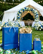 qiqee 100PCS Gift Bag with Handles Bulk Diamond Blue Paper Bags Assorted Sizes(33pcs Large 13",33pcs Medium 11",34pcs Small 8") - Image 5