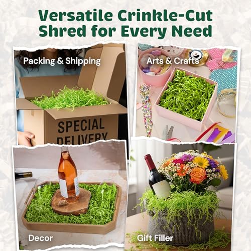 10 LB USA Made crinkle paper filler | Paper Shred Filler for Shipping packages, Gift Wrap, Great packing paper for gift basket filling, Birthdays, Weddings, and Anniversaries | Lime Green - Image 2