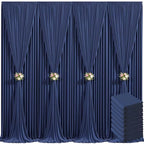 8 Panels Navy Blue Backdrop Curtain for Parties Wedding Wrinkle Free 40ft x 10ft Backdrop Drapes Panels for Baby Shower Gender Reveal Birthday Photo Photography Polyester Fabric Background Decoration by Suppromo