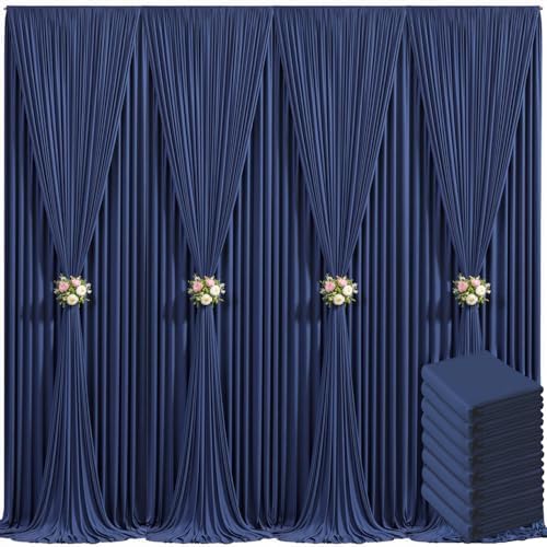 8 Panels Navy Blue Backdrop Curtain for Parties Wedding Wrinkle Free 40ft x 10ft Backdrop Drapes Panels for Baby Shower Gender Reveal Birthday Photo Photography Polyester Fabric Background Decoration by Suppromo