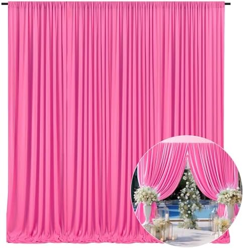 10 x 7 Feet Pink B Backdrop Curtain for Partie, Background Curtains for Photoshoot, Birthday, Wedding, Halloween, Thanksgiving, Christmas Day, New Year Party Decorations 5Ft x 7Ft, 2 Panels by ZEBMOON