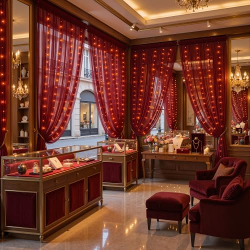 20x10ft Burgundy Tulle Backdrop Curtain with Lights String for Parites, Sheer Backdrop Curtains for Wedding Baby Shower Birthday Party Photo Shoot Decorations - Image 7