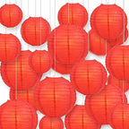 Quasimoon PaperLanternStore.com Ultimate 20-Piece Red Paper Lantern Party Pack - Assorted Sizes of 6, 8, 10, 12 Inch (5 Round Lanterns Each) for Weddings, Birthday, Events and Decor by Quasimoon