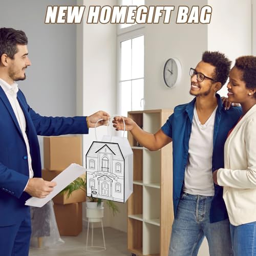 Colarr 50 Pcs House Shaped Gift Bag Real Estate Agent Supplies, White - Image 6