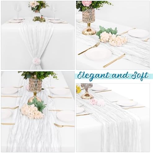16 Pack White Cheesecloth Table Runners 20x120 Inch Gauze Table Runner Cheese Cloth 10FT White Table Runner Rustic Sheer Runner for Wedding Birthday Party Baby Shower Table Decor - Image 4