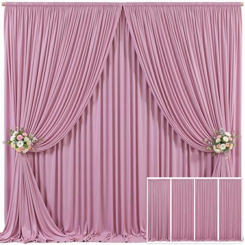 4 Panels Dusty Pink Backdrop Curtain for Parties Wedding Wrinkle Free Pink Photo Curtains Backdrop Drapes Fabric Decoration for Birthday Party Baby Shower 20ft(W) x 10ft(H) by Tao-GePartyDecorations
