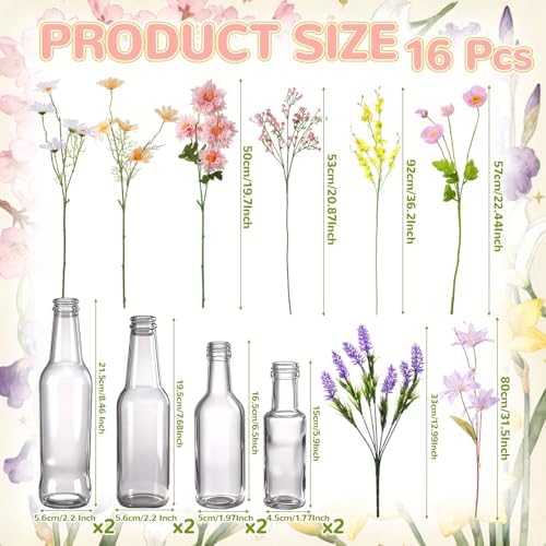 8 Sets Artificial Wildflowers Table Centerpiece with Vases - Image 2
