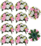 BLOSMON Flower Balls Wedding Centerpieces: 10 Pcs Pink White Fake Roses by Blosmon