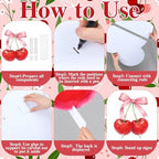 4 Pcs Cherry on Top Baby Shower Decorations, Large Pink Bow Cardboard Cutouts, Sweet Cherry Birthday Decorations Standups for Photo Booth Props & Birthday Party Decor - Image 4