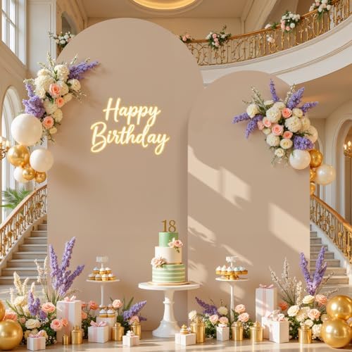 Nude Arch Backdrop Cover for Wedding, 7.2FT 6FT Set of 2 Stretchy Spandex Fitted Arch Stand Cover for Baby Shower, Birthday Party Decor, Chiara Backdrop Cover with Double-Sided Design - Image 2
