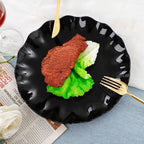 LIYH 24 Pcs Black Plastic Plates Reusable – Unbreakable, Dishwasher Safe - Image 4