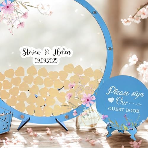 Wedding Guest Book Alternative Drop Box Frame Sage Green Eucalyptus Heart - Image 4