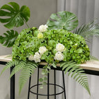 100 Pcs Faux Deep Green Hydrangea Artificial Flowers Bulk, Fake Silk Hydrangea Flowers Heads with Stems for Wedding Decorations Garden Party Baby Shower Porch Home Decor Table Centerpieces - Image 4