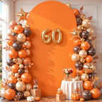 7.2FT Orange Arch Backdrop Cover - Polyester Fitted Wedding Arch Stand Covers Round Top Chiara Arch Backdrop Cover for Birthday Party Banquet Photo Background Decoration - Image 2