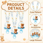 Coume 60 Pcs Baby Shower Party Pacifiers Necklace Bear Bottle Acrylic Pacifiers Charm Pacifier Chain for Guests Gender Reveal Party Favors Prize Table Scatter (White,Blue,Cute) - Image 3
