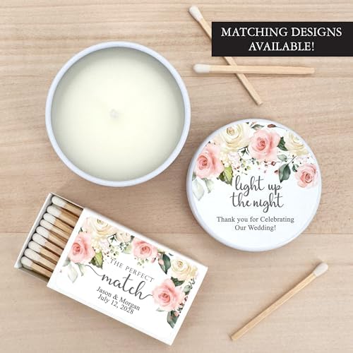 Custom Candles, Personalized Candles White and Pink Roses, Bulk Candles, Candle Favors, Candle Wedding Favors (Set of 10) (White Tin) - Image 2