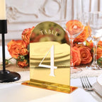 UNIQOOO Gold Mirror Arch Wedding Table Numbers with Stands 1-20, 5x7 Acrylic Display Signs and Holders, Pack of 20, Perfect for Centerpiece, Reception, Decoration, Party, Anniversary, Event - Image 2
