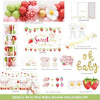 Strawberry Baby Shower Decorations Party Supplies, A Berry Sweet Baby Is On The Way Decor, It's a Girl Gender Reveal, Baby Shower Backdrop Balloon Arch Box Mom to Be Sash Tablecloths Cake Topper - Image 2
