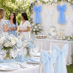 6PCS Large Blue Bows for Backdrop Cute Giant Mesh Bows Hanging Wall Decor - Image 7
