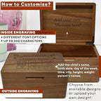 Baby Keepsake Box, Personalized Newborn Memory Box, Acacia Wood - Image 2