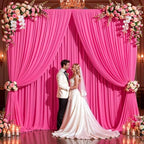 20x10FT Backdrop Curtains with Rod Pockets - Wrinkle Free Photo Stage Backdrop 4 Panels Curtains Drapes for Photography Wedding Party Baby Shower Decorations (Hot Pink) - Image 4