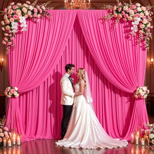 20x10FT Backdrop Curtains with Rod Pockets - Wrinkle Free Photo Stage Backdrop 4 Panels Curtains Drapes for Photography Wedding Party Baby Shower Decorations (Hot Pink) - Image 4