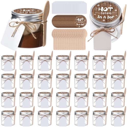Hoolerry 50 Set Hot Chocolate Jars with Lids 3.4 oz Small Jars Party Favors by Hoolerry