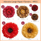 Alecono 9 Pcs Giant Paper Flowers Decorations for Wall (24", 20", 14") - Image 7
