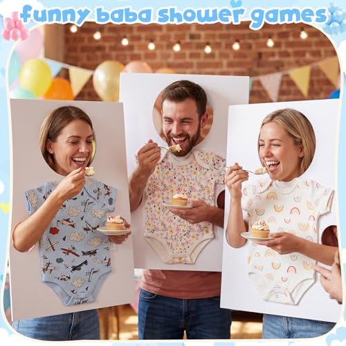 Outus 3 Sets Feed Me Baby Shower Games for Large Groups, Baby Clothes, Kt Boards, Blindfolds, 60 Adhesive Tape, Funny Hilarious Gender Reveal Activity for Guests Party Supplies (Classic) - Image 7