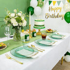DaYammi 350PCS Green Plastic Dinnerware Set for 50 Guests - Image 7