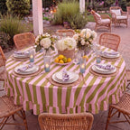 Tudomro Striped Tablecloth, Round, Olive, Dusty Rose, 60'' X 60'' - Image 5