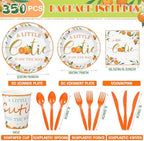 Dandat 350 Pcs Baby Shower Set, Little Cutie, Orange - Image 4