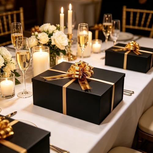 UoeRing Black Extra Large Gift Box 2Pcs 22x17x9 inch,luxury Gift Box with Lid for Presents Birthday Christmas Valentine's Day (Includes Pull Bows,Card,Envelope,Filler) - Image 5