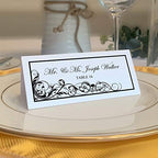 Scribble Vintage Swirl Place Cards, Black, Set of 150, Pre-cut and Scored by DocumentsandDesigns