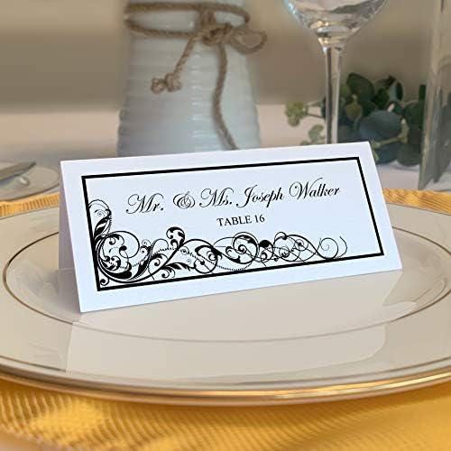 Scribble Vintage Swirl Printable Place Cards, Black, Set of 150 (25 Sheets) by DocumentsandDesigns