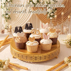 Wenqik 5 Pcs Metal Gold Cake Stand,16/14/12/10/8 in Round Cake Holder - Image 5