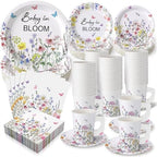 Pickmesh 252 Pcs Baby in Bloom Tea Party Supplies for 36 Guests Wildflower Paper Disposable Dinnerware Flower Teacup with Handle and Saucers Set for Tea Party Decorations Birthday Baby Shower Wedding by Pickmesh