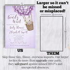 Amanda Creation Teddy Bear Baby Shower Invitations, 20 Personalized 5x7 Custom Baby Shower Invitations with Envelopes, Purple Bear Balloon Design - Image 7