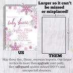 Snowflake Winter Theme for Girls Baby Shower 20 Custom Invitations 5"x7" Personalized Fill-In Cards with Envelopes, Baby Shower Stationery Set, Made in USA by Amanda Creation - Image 7