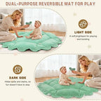 5-in-1 Baby Activity Gym & Play Mat with 6 Hanging Toys, Tummy Time Mat & Cards - Extra Large, Reversible Machine Washable Pad - Gift for Newborns, Infants 0-12 Months, Sage Green - Image 4