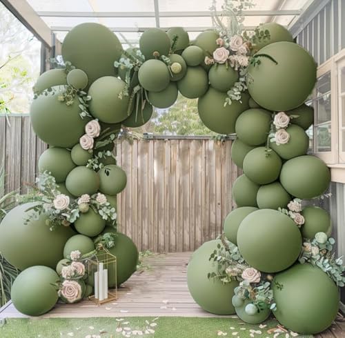 Dusty Green Orange Balloon Garland Double Stuffed Sage Green Blush Tan Balloon Arch Kit for Birthday Baby Shower Gender Reveal Wedding Party Decor - Image 3
