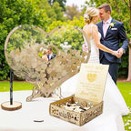 Wedding Guest Book Alternative, Rustic Heart Shaped Wooden Guest Book with 100 Wooden Hearts Tree for Wedding Party Birthday, Personalized Wedding Decor with Guest Sign-In Box & Heart Frame for Photo - Image 5