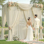 40ft x 10ft Wrinkle Free Beige Wedding Backdrop Curtains for Party Bridal Shower Reception Decorations Beige Fabric Curtain Backdrops Drapes for Photography Baby Shower Birthday Background - Image 4